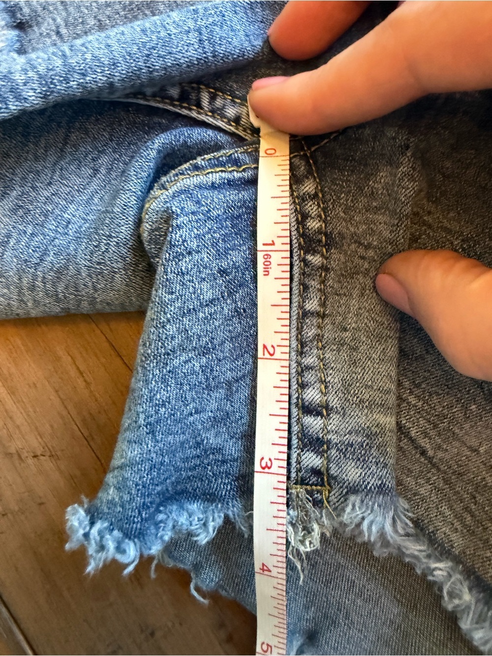 High-Rise Distressed Denim Shorts - Light Blue - Picture 2 of 6